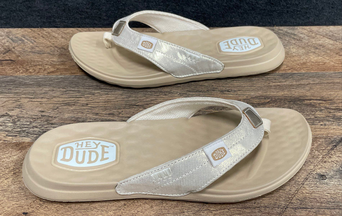 Hey Dude Christi Flip Classic Gold Women's Flip Flop Sandals Size 7