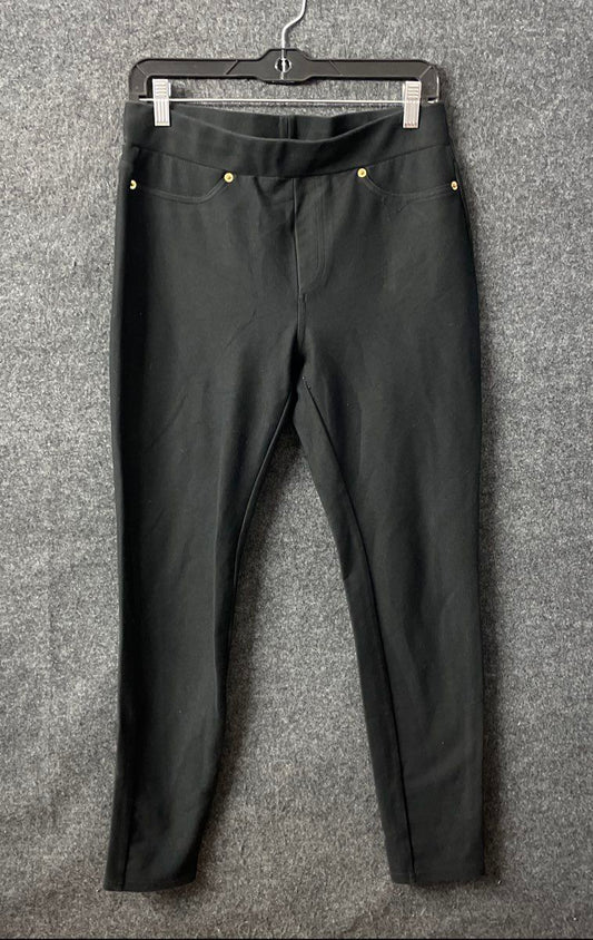 Michael Michael Kors Women's Pull On Stretch Pants Black Gold Hardware Size M