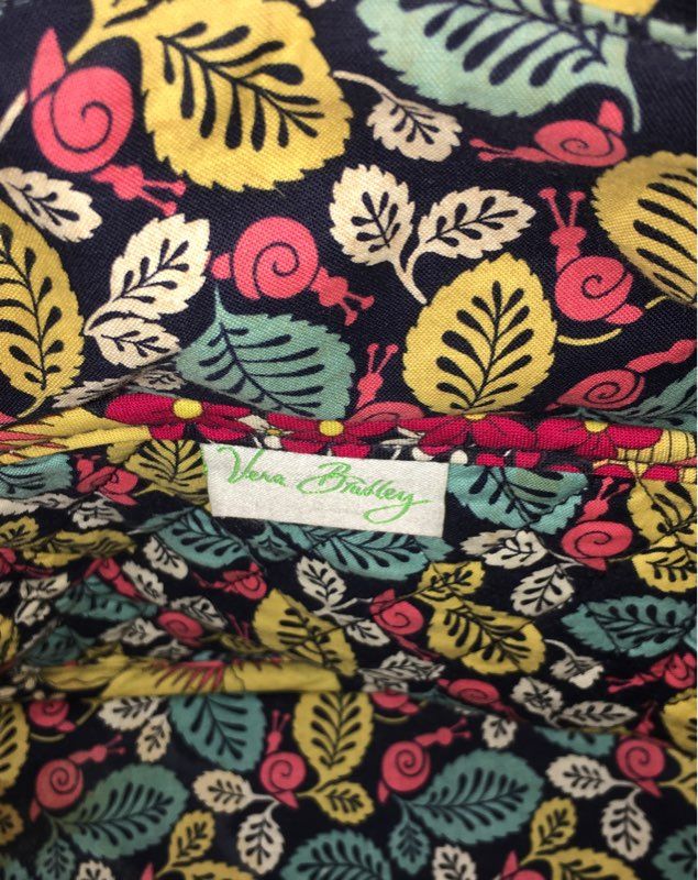 Vera Bradley Happy Snails Quilted Cotton Tote Bag Large Floral Shoulder Bag