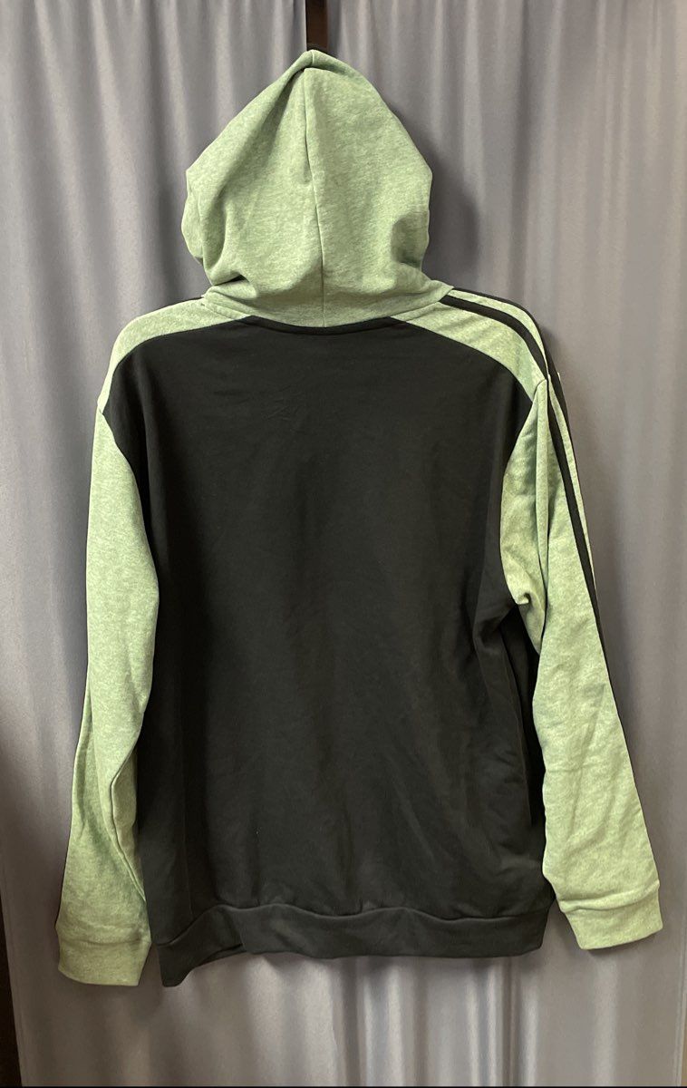 Adidas Men's Black Green Oxide Melange 3-Stripes Pullover Hoodie Sz L NWT