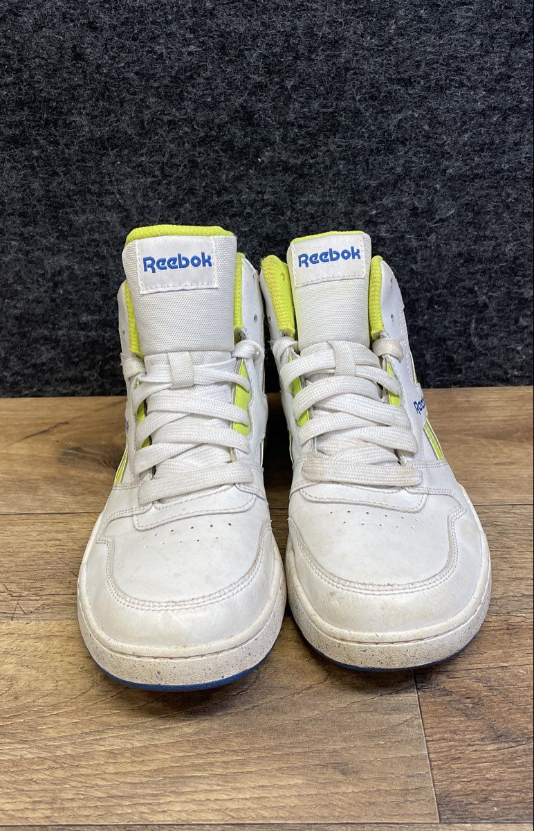 Reebok BB4500 Hi 2 White Neon Lime Blue High Top Sneakers Women's Size 5