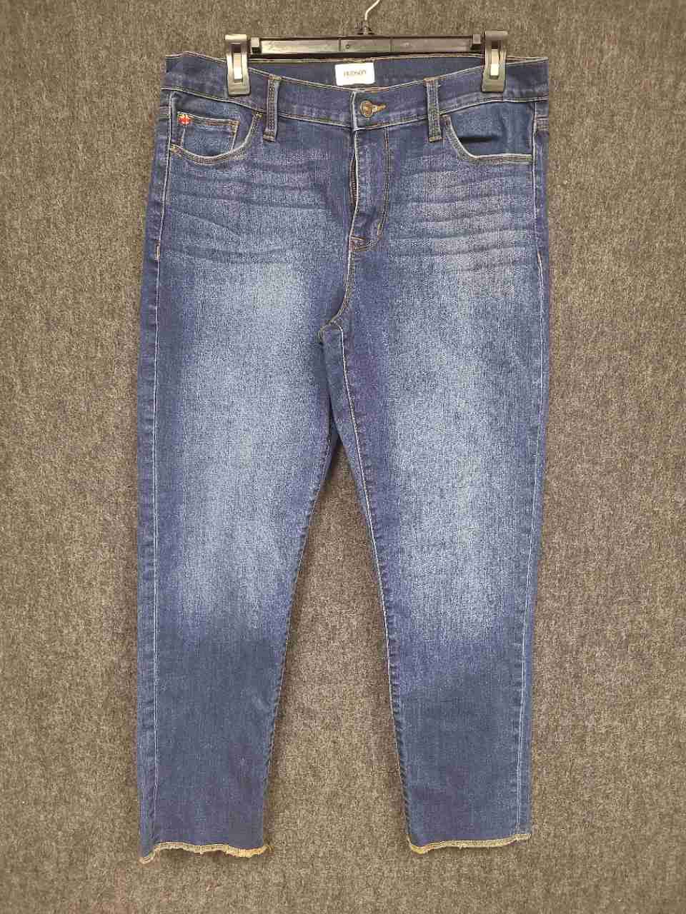 Hudson Women's Natalie Dianna Blue Super Skinny Raw Hem Stretch Jeans Sz 28