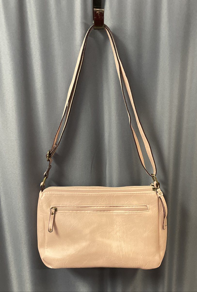 B.O.C. Born Concept Blush Pink Tooled Floral Vinyl Shoulder Bag Crossbody