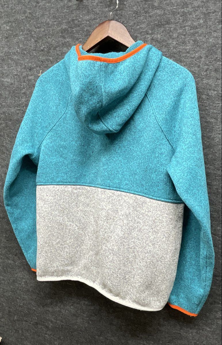 L.L. Bean Women's Colorblock Fleece Hoodie Teal/Gray Sz L REG