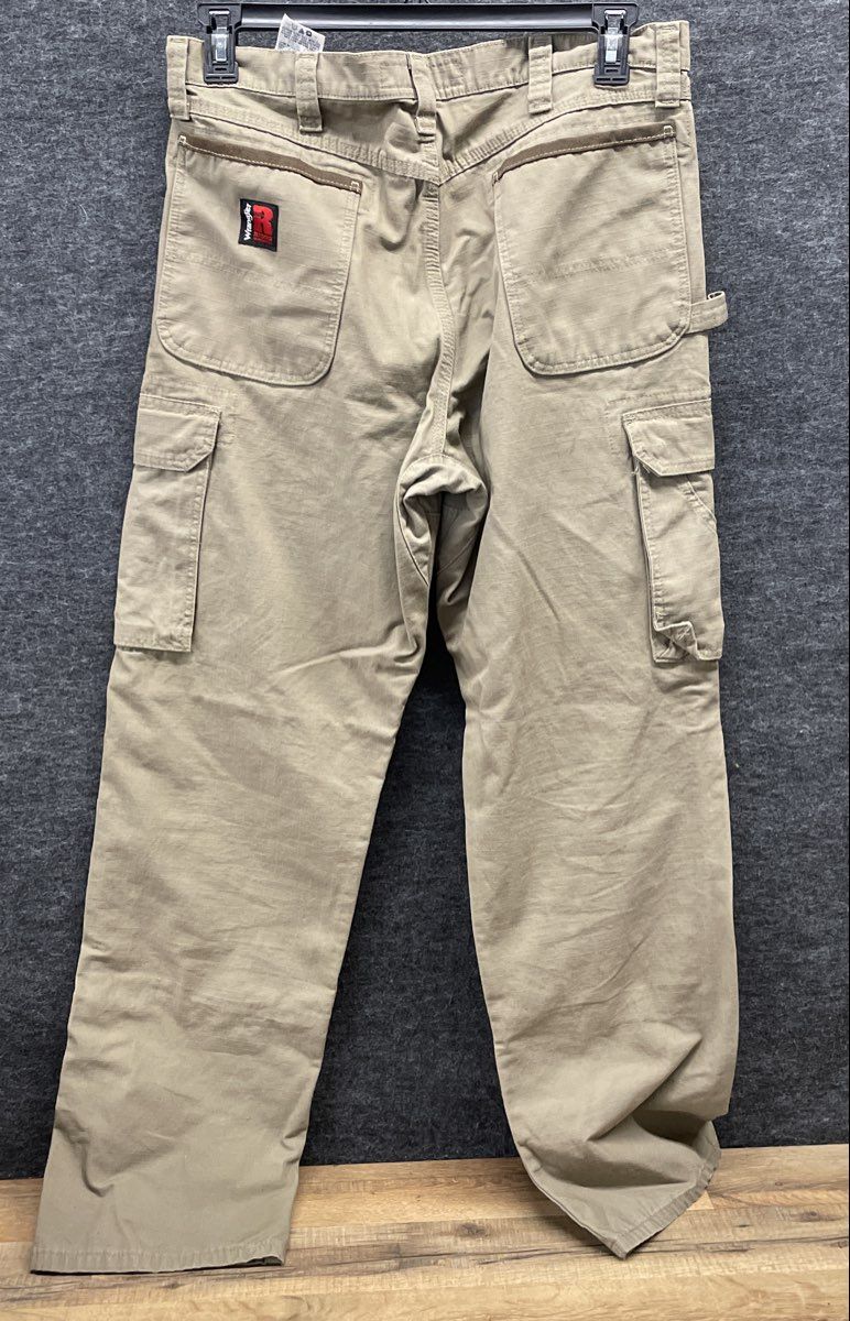 Wrangler Men's RIGGS Workwear Cargo Pants Khaki Ripstop Cotton Sz 34x32
