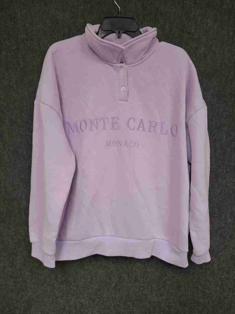 Mi ami Women's Lavender Monte Carlo Monaco Mock Neck Sweatshirt Hoodie Sz XL