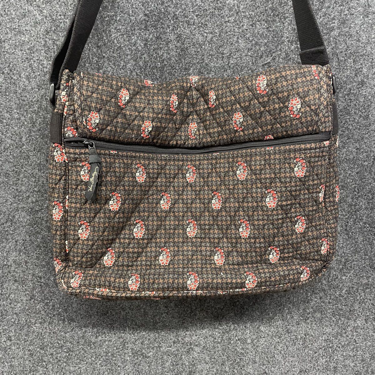 Vera Bradley Quilted Houndstooth Paisley Laptop Messenger Crossbody Bag