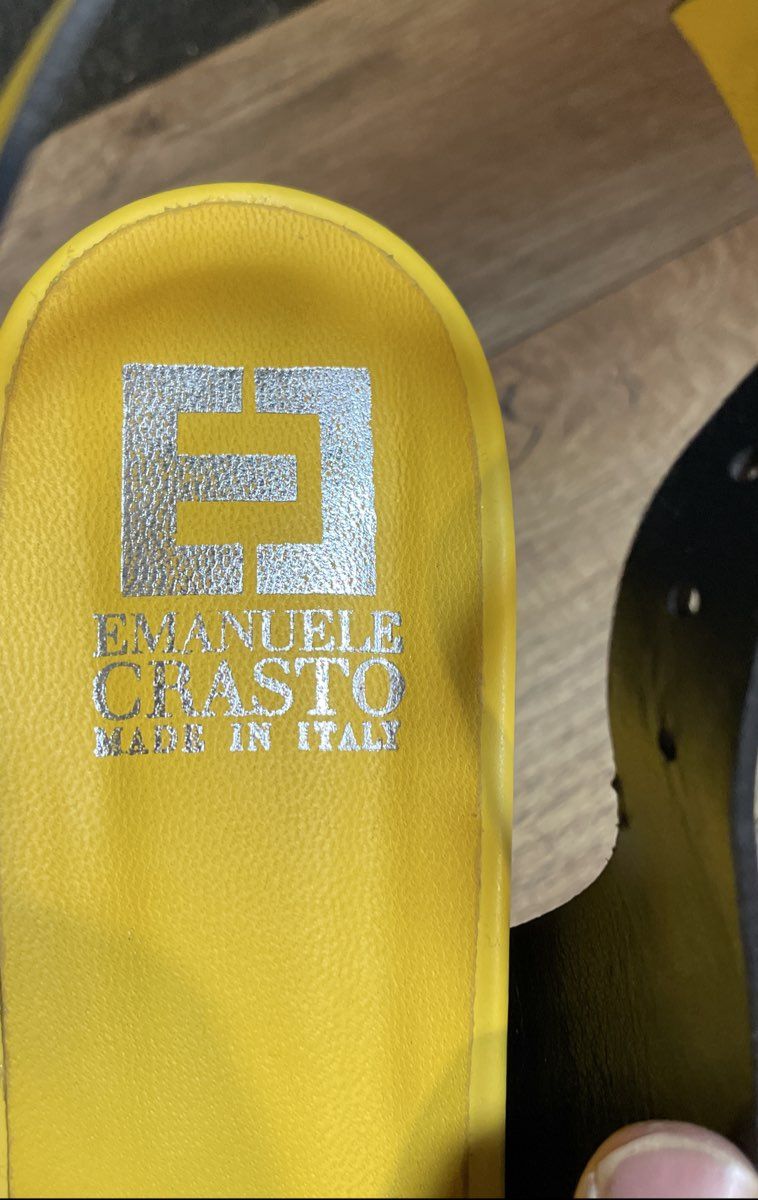 Emanuele Crasto Yellow Leather Cut-Out Platform Heels Made In Italy Size 40