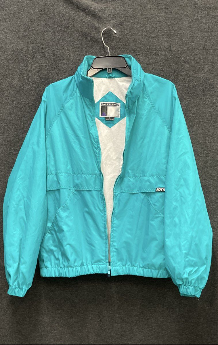 Vintage 90s Pacific Trail Men's Teal Nylon Windbreaker Jacket Sz XL