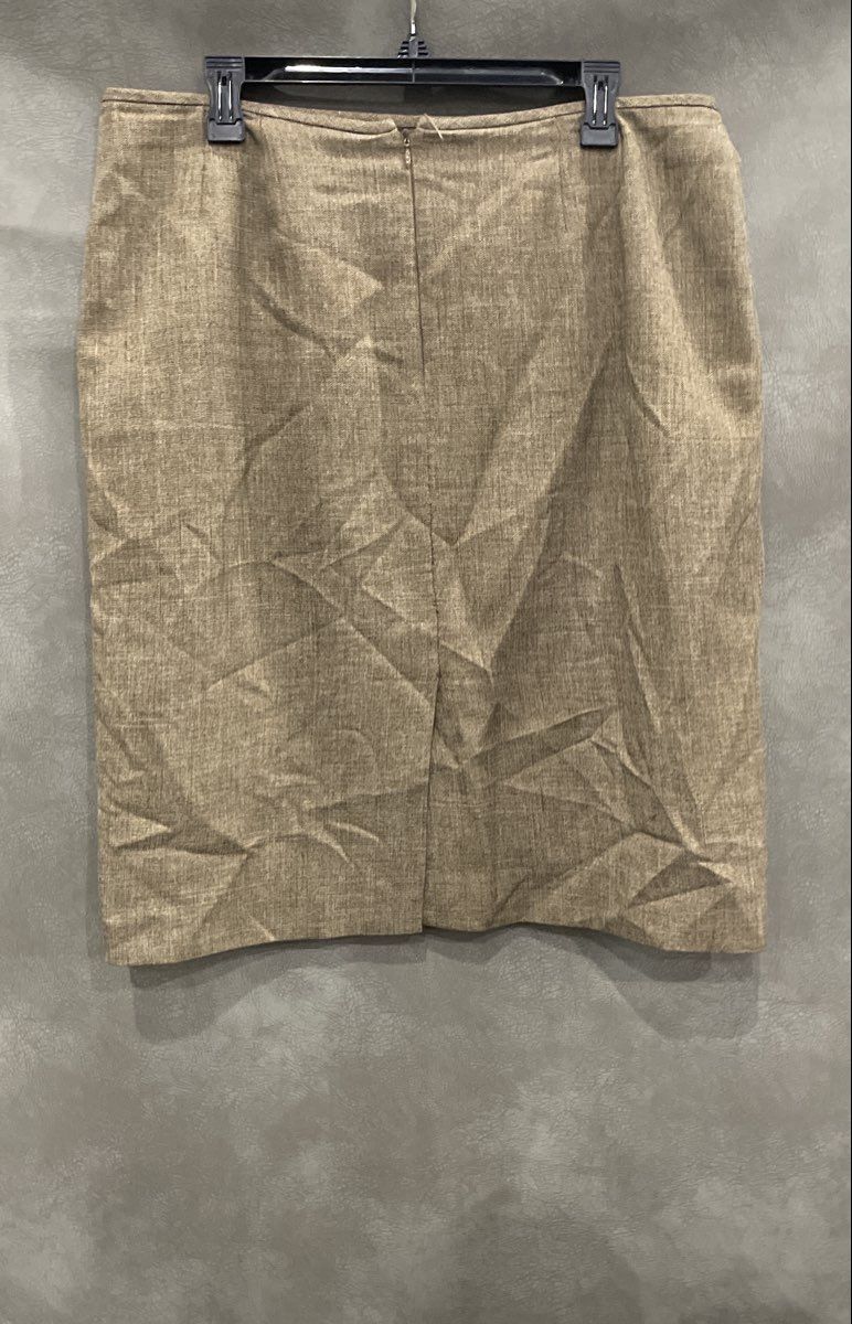 Le Suit Women's Brown Textured Heathered Pencil Skirt Back Slit Sz 16