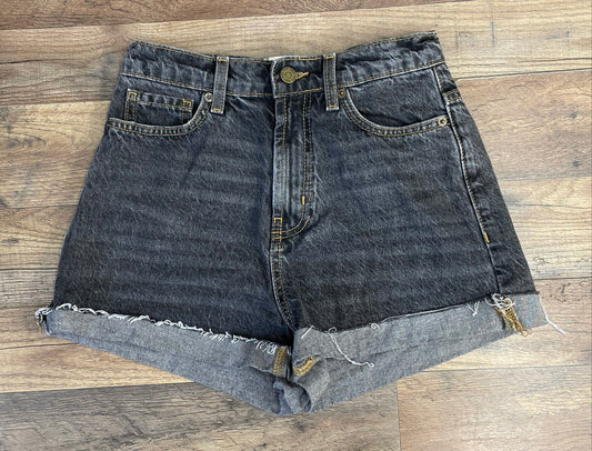 BDG Urban Outfitters Women's A-Line Denim Shorts Black Washed Cuffed Sz 25