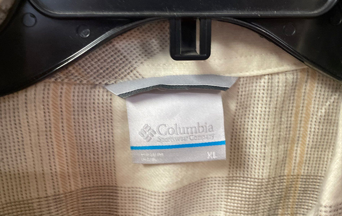 Columbia Women's Holly Hideaway Flannel Shirt Tan Plaid Roll Tab Sleeves XL NWT