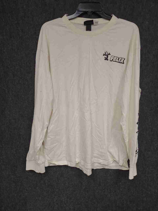 H&M Felix The Cat Long Sleeve Graphic T-Shirt Relaxed Fit Cream White Sz XL