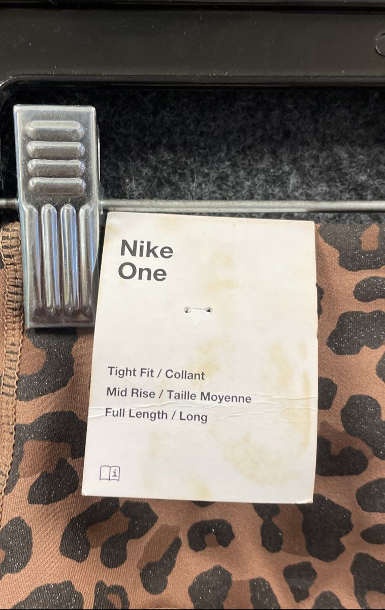 Nike Women's One Leopard Print Mid Rise Training Leggings Brown Sz S NWT