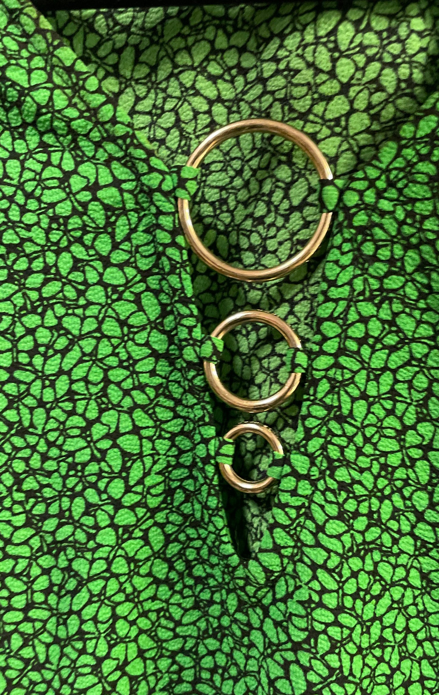 Michael Kors Women's Green Black Pebble Print Blouse Tunic Gold Ring NWT L/XL