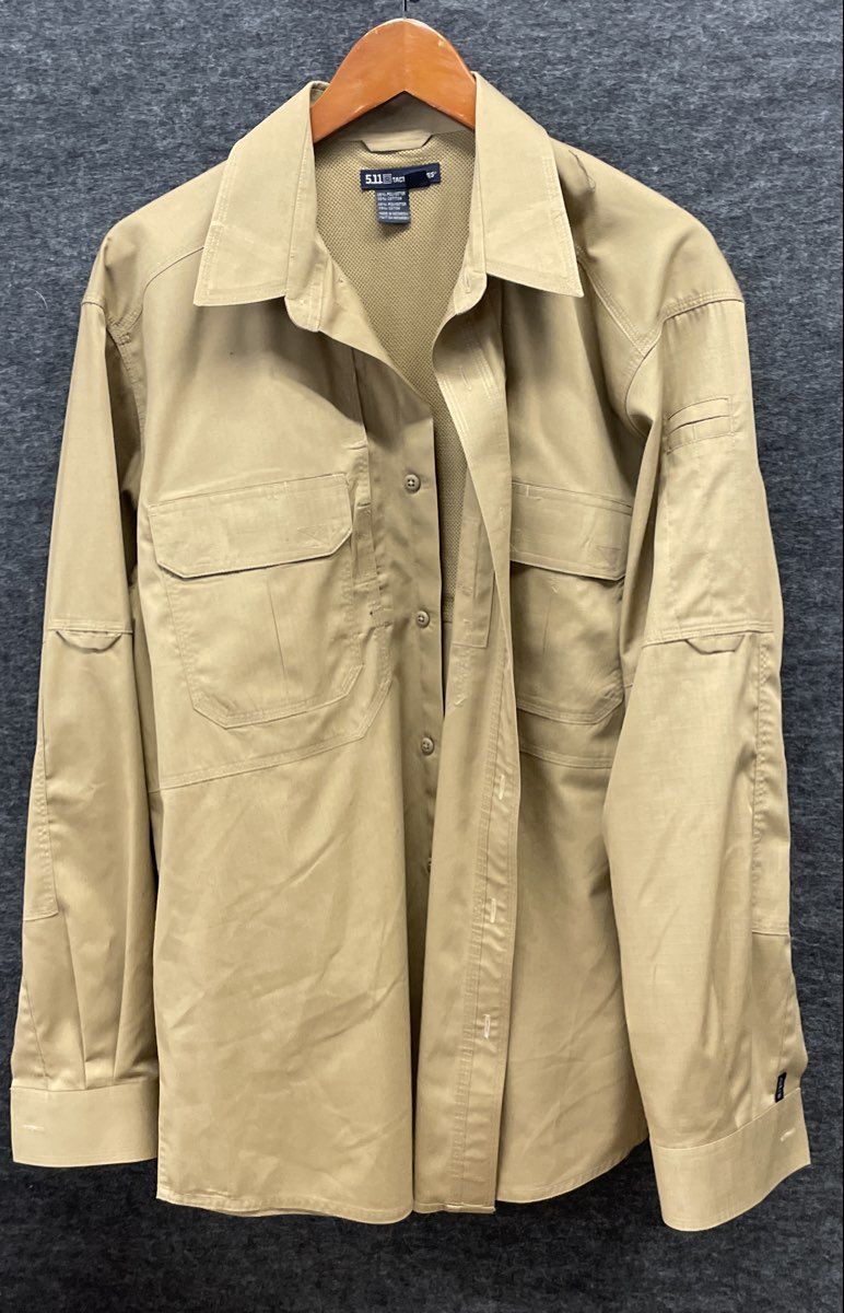 5.11 Tactical Men's Beige Long Sleeve Button Up Tactical Series Shirt Sz L