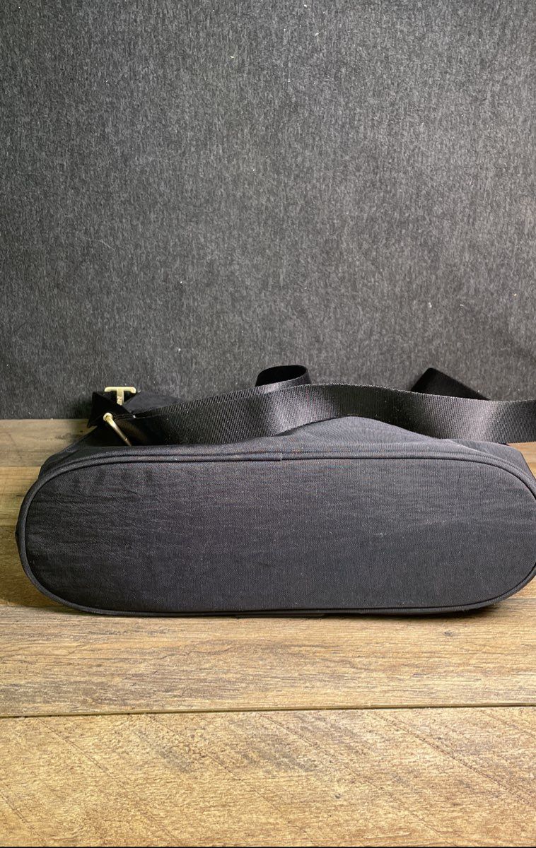 Baggallini Black Helsinki Nylon Crossbody Hobo Bag Gold Hardware