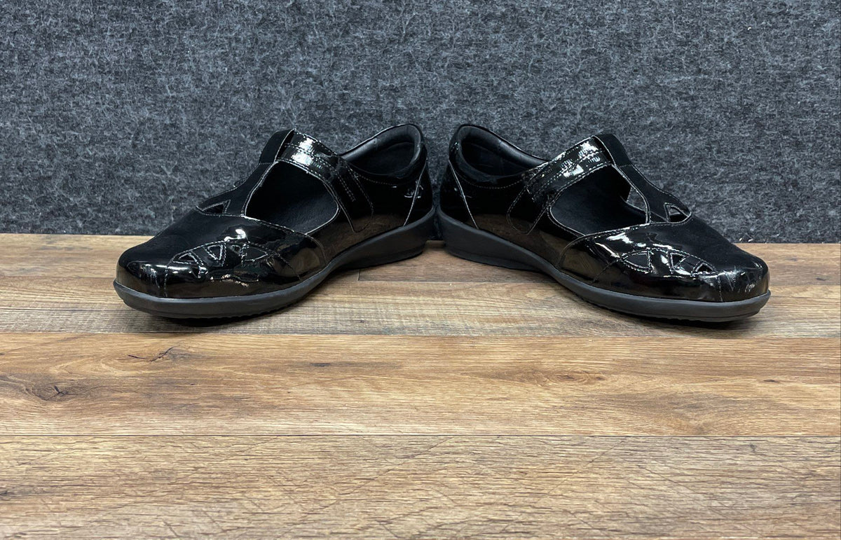 Cosyfeet Black Patent Leather T-Strap Mary Jane Women's Comfort Shoes Size 5 UK