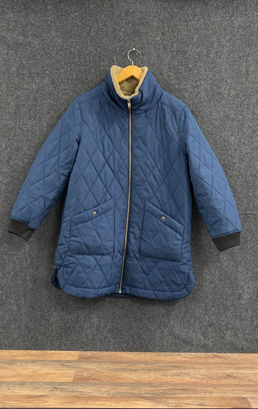 Weatherproof Vintage Women's Navy Blue Sherpa Lined Quilted Jacket Sz M