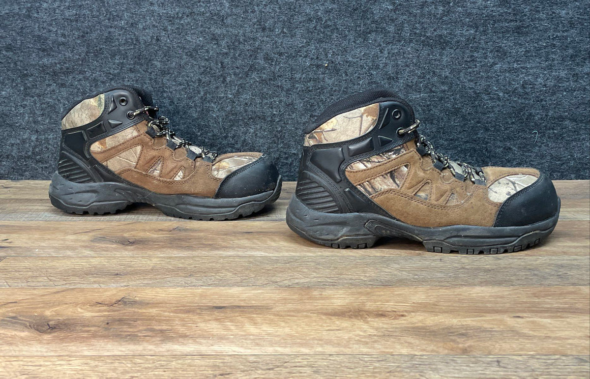 Brahma Men's Mossy Oak Camo Leather Safety Toe Work Boots Size 8W