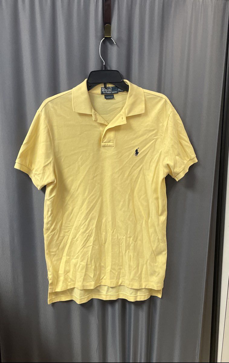 Polo Ralph Lauren Men's Yellow Custom Fit Short Sleeve Pique Polo Shirt Sz M