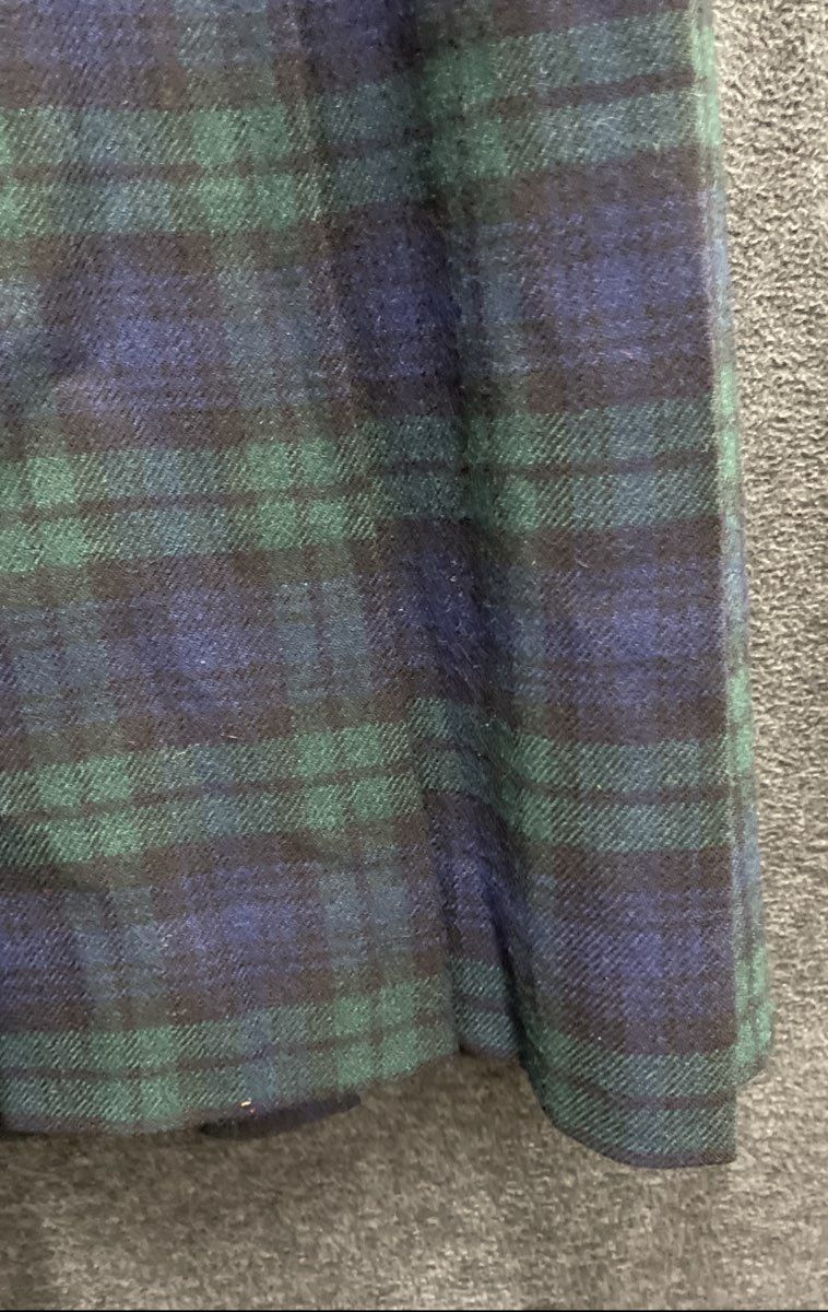 Vintage 90s LL Bean Women's Black Watch Tartan Plaid Pleated Wool Skirt Sz 14