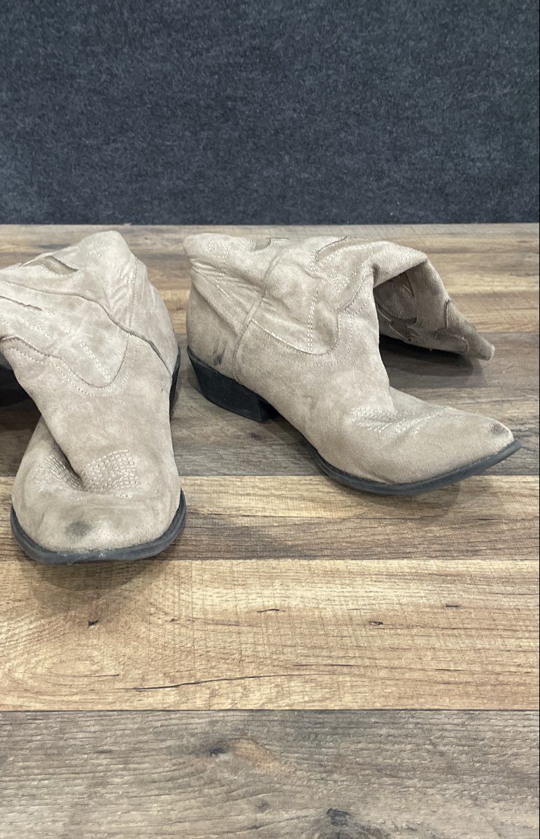 Coconuts Bandit Grey Textile Suede Western Cowboy Boots Women's Size 8M