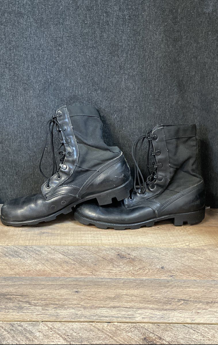 Vintage Ro-Search Black Canvas Leather Jungle Combat Boots Size 8.5R