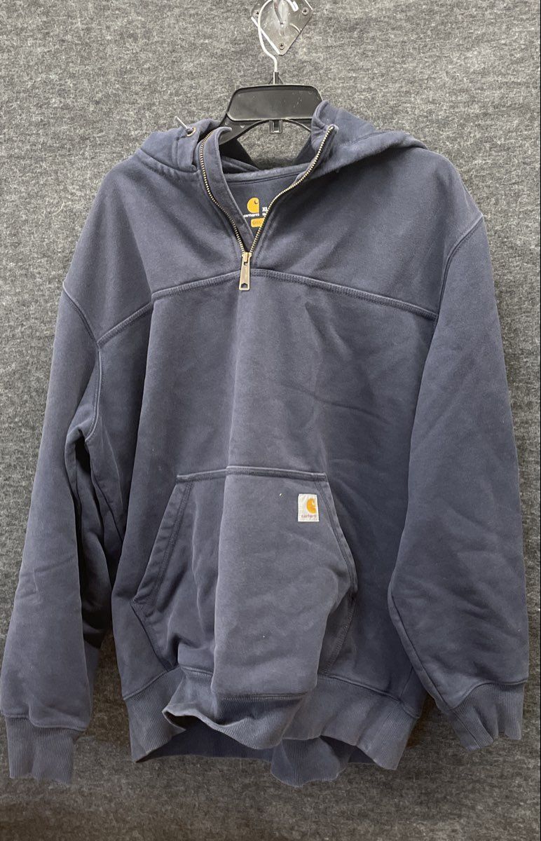 Carhartt Rain Defender Quarter Zip Hoodie Blue Original Fit Heavyweight Sz XL