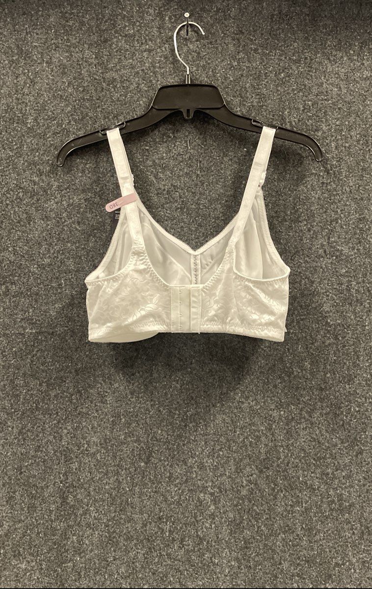 Bali Women's White Classic Support Wireless Bra Floral Jacquard 3372 NWT Sz 38D