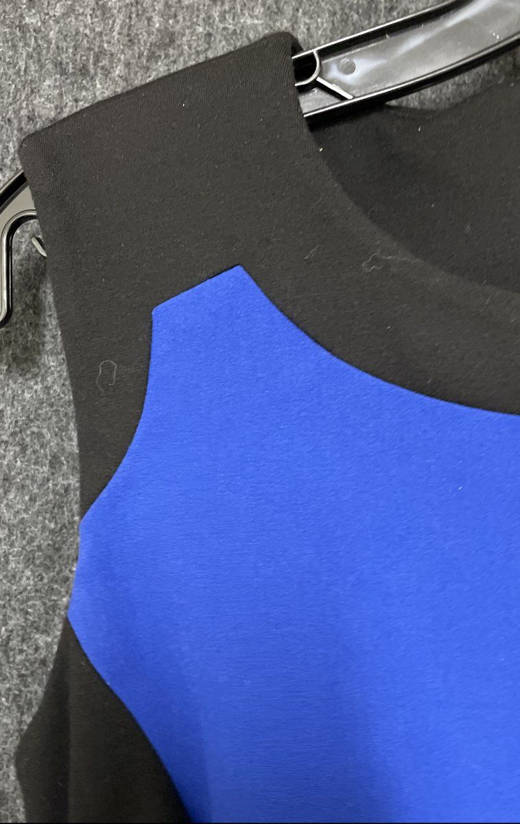 Calvin Klein Women's Blue Black Colorblock Sleeveless Sheath Dress Size 2