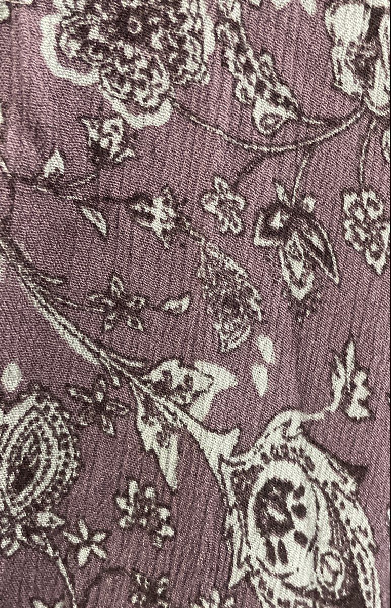 Knox Rose Women's Mauve Floral Paisley Wrap Bodice Long Sleeve Midi Dress Sz M