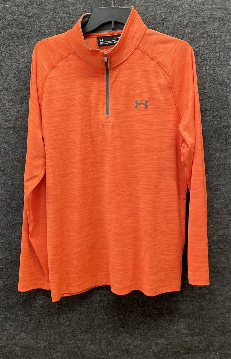 Under Armour Men's Orange Heather HeatGear 1/4 Zip Pullover Loose Fit Size L