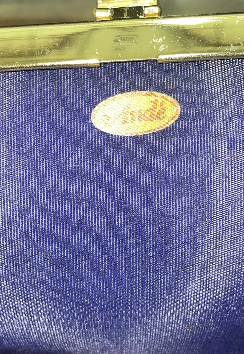 Vintage 60s Ande Navy Blue & Black Patent Clutch Handbag Purse Lot of 2