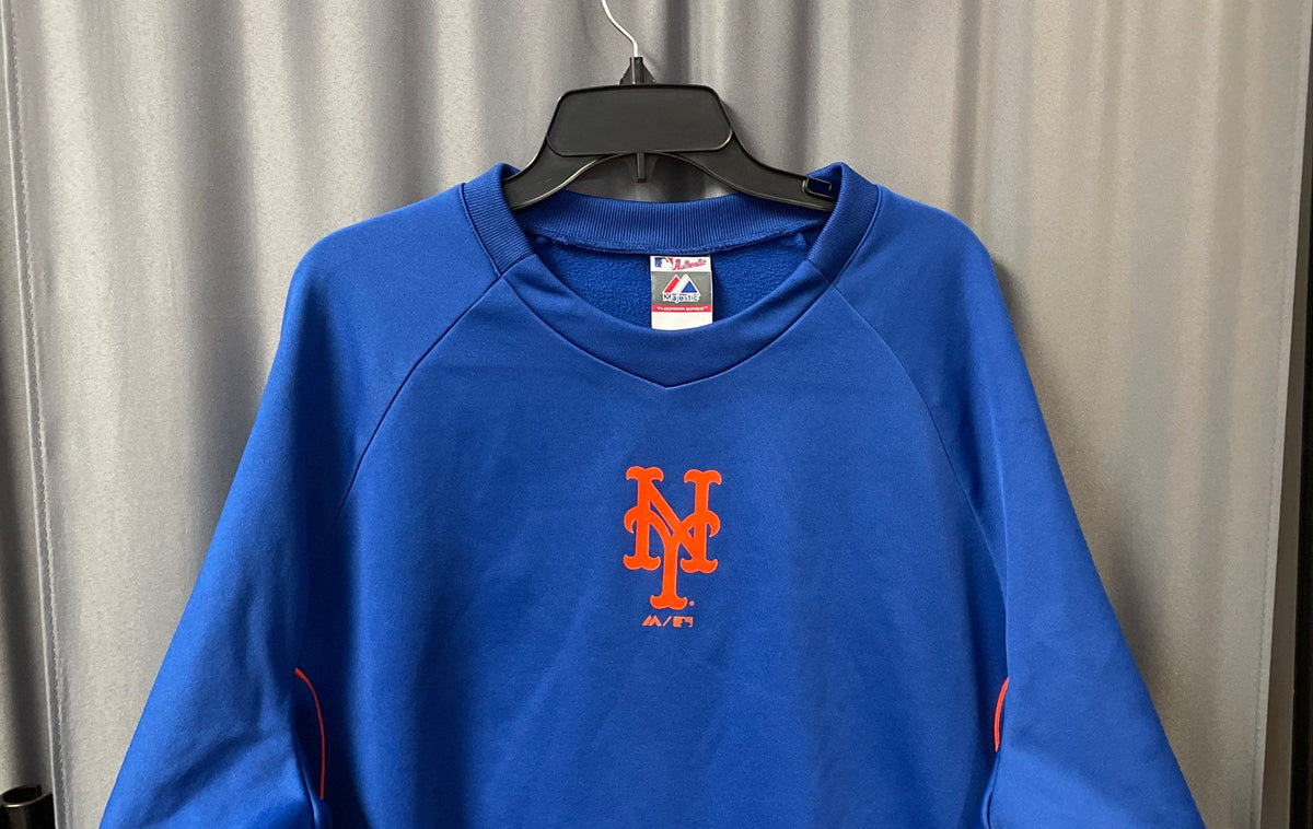 Majestic Men's NY Mets Therma Base Warm-Up Pullover Sweatshirt Blue Sz XXL