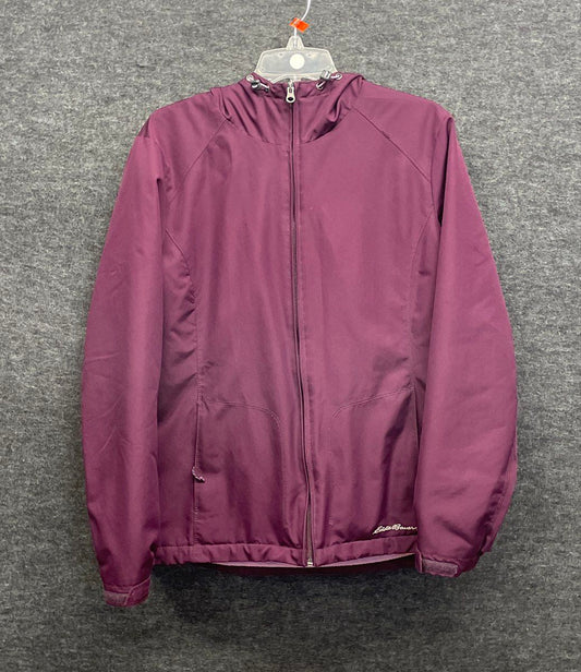 Eddie Bauer Women's Purple Fleece Lined Hooded Jacket Full Zip Outdoor Sz L