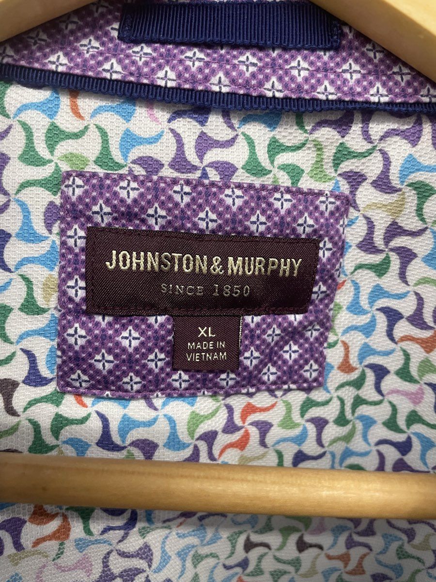 Johnston & Murphy Men's Short Sleeve Button Up Shirt Multicolor Geometric Sz XL