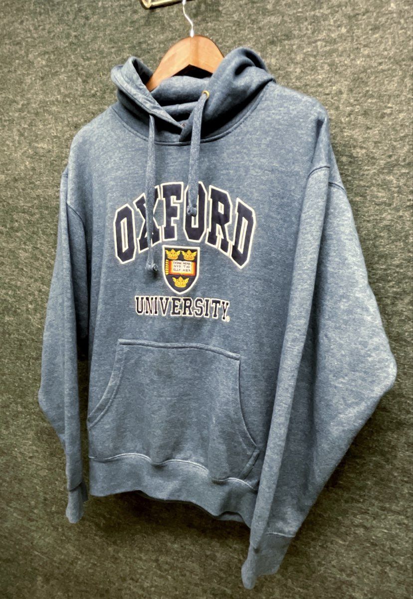Oxford University Men's Hoodie Heather Blue Crest Logo Graphic Pullover