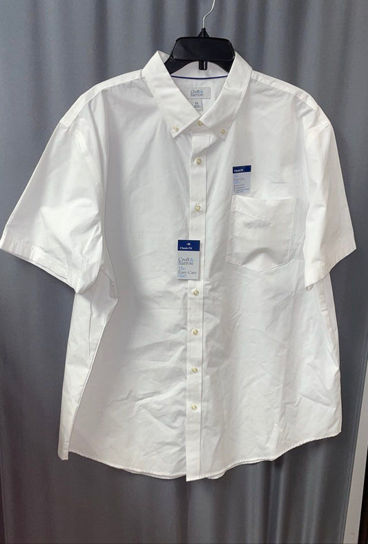 Croft & Barrow Men's NWT Classic Fit Button Up Shirt White Short Sleeve XXL
