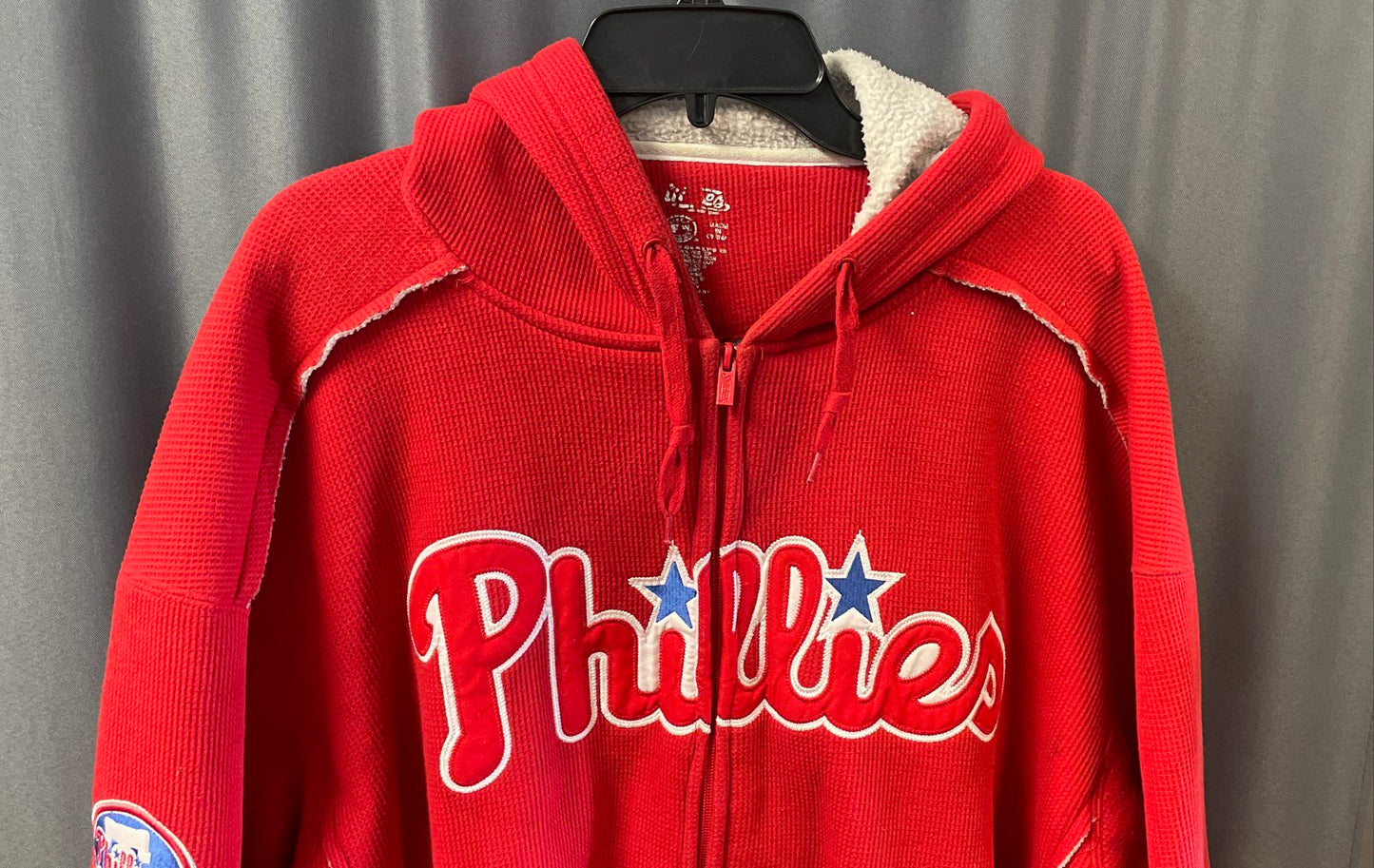 Stitches Men's Philadelphia Phillies Red Waffle Knit Thermal Full Zip Hoodie XL