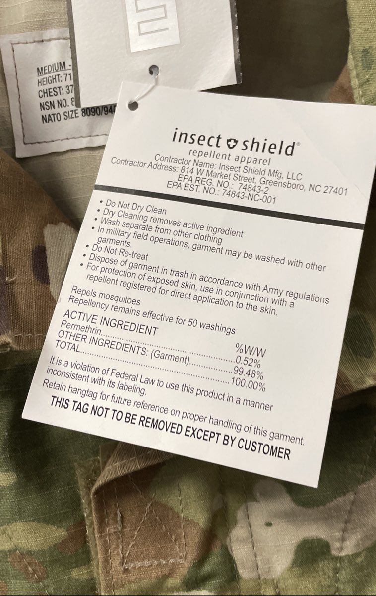 Insect Shield Men's ACU Combat Coat OCP Multicam Camo Permethrin NWT Sz M-L