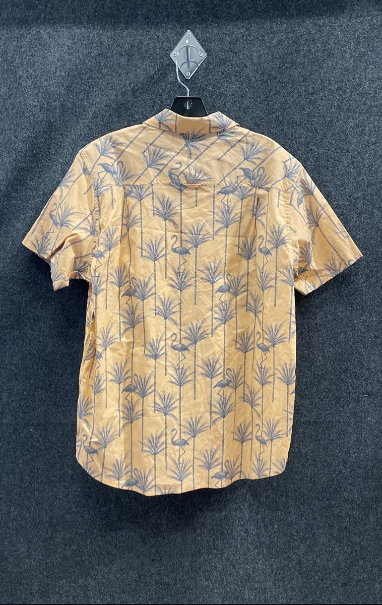 Hurley Men's Orange Patio Shirt Flamingo Palm Tree Print Stretch NWT Size M