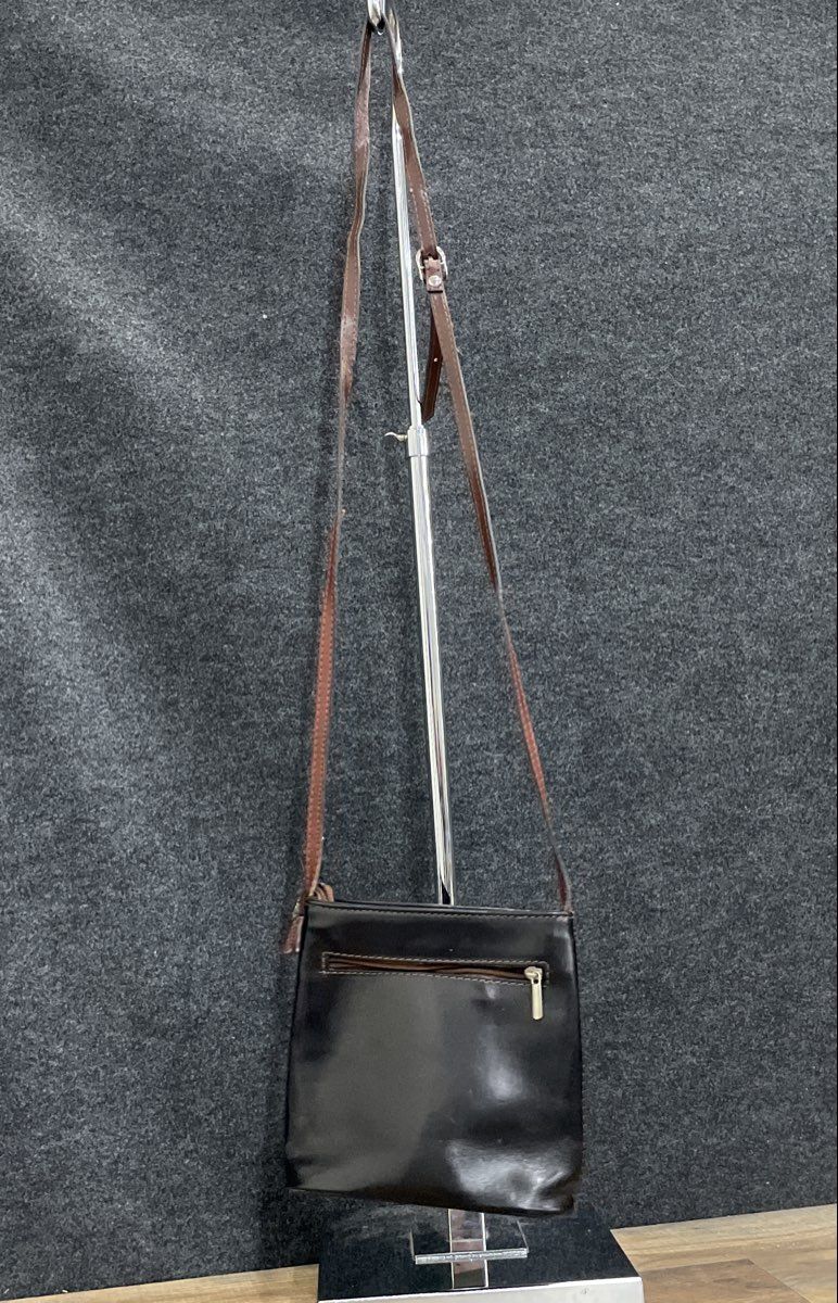 Vera Pelle Brown Black Leather Crossbody Shoulder Bag Made in Italy