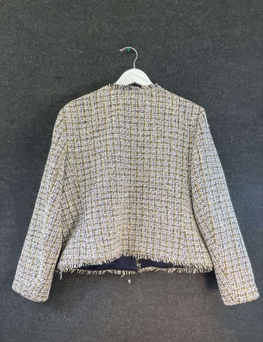 LOFT Women's 2 Piece Tweed Dress & Jacket Set Multicolor Fringed Sz 10 NWT