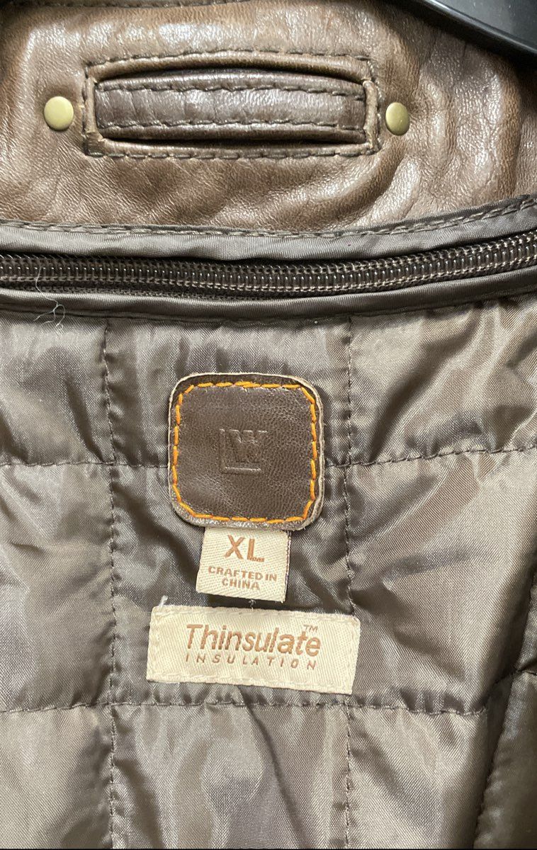 Vintage 90s London Fog Men's Brown Leather Thinsulate Bomber Jacket Sz XL