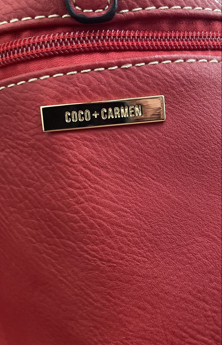 Coco + Carmen Red Leather Tassel Shoulder Bag Hobo Large Gold Hardware