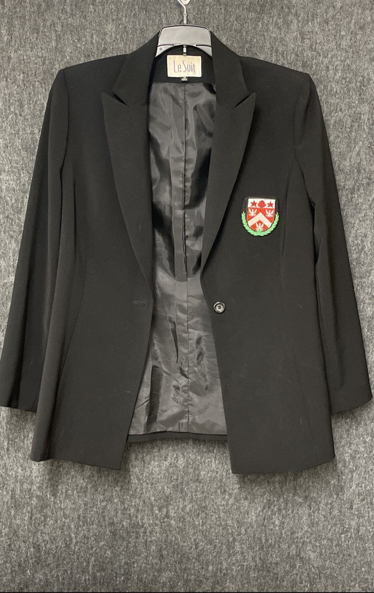 Le Suit Women's Black Crest Patch Single Button Blazer Sz 10