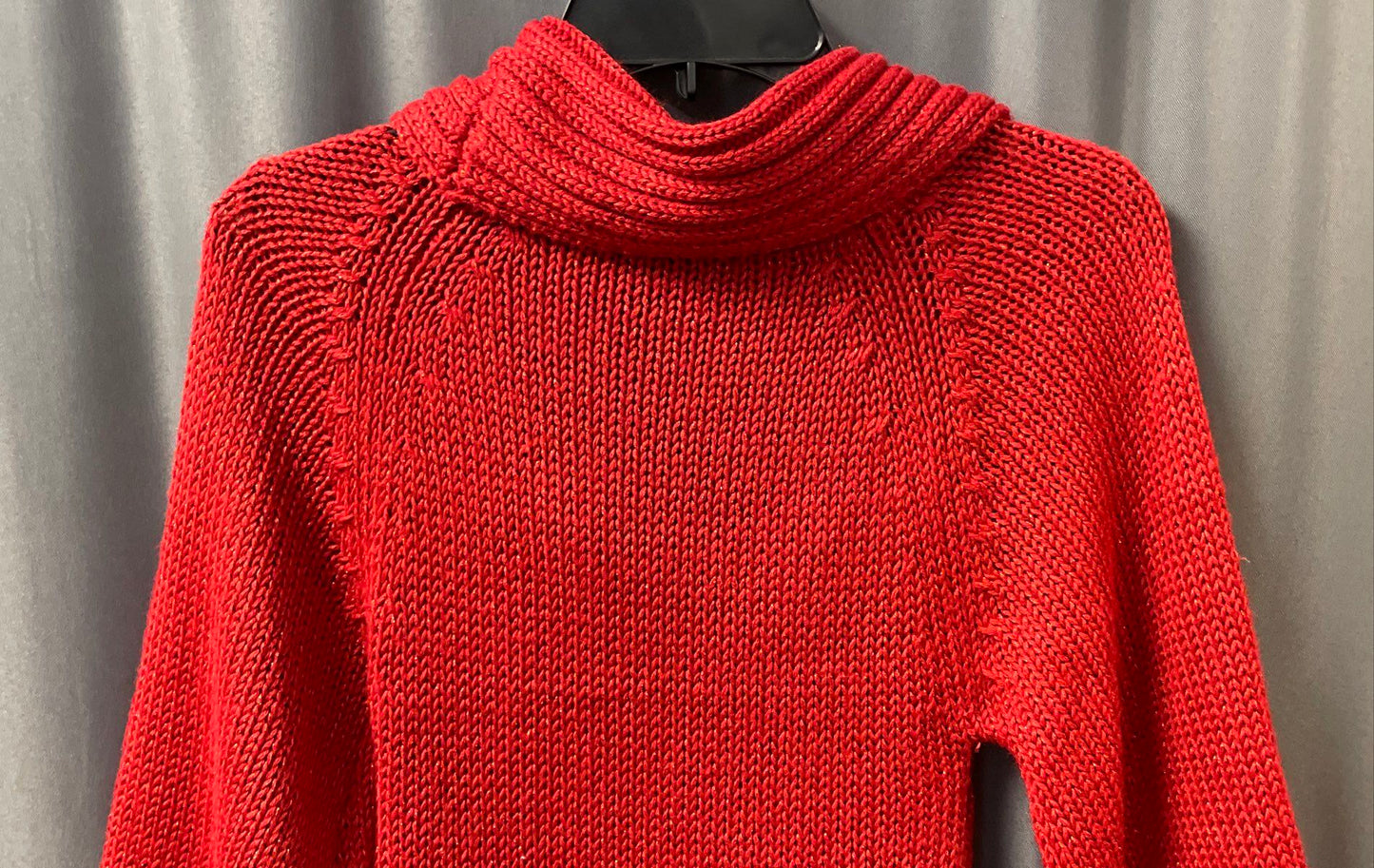 Arden B. Women's Red Cowl Neck Cable Knit Lurex Sparkle Sweater Dress Sz S