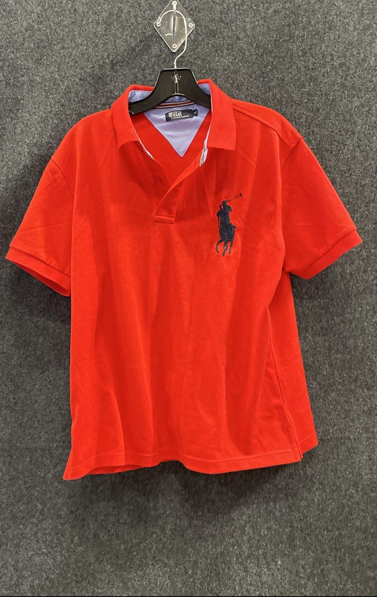 Ralph Lauren Men's Red Big Pony Short Sleeve Pique Cotton Polo Shirt Sz L