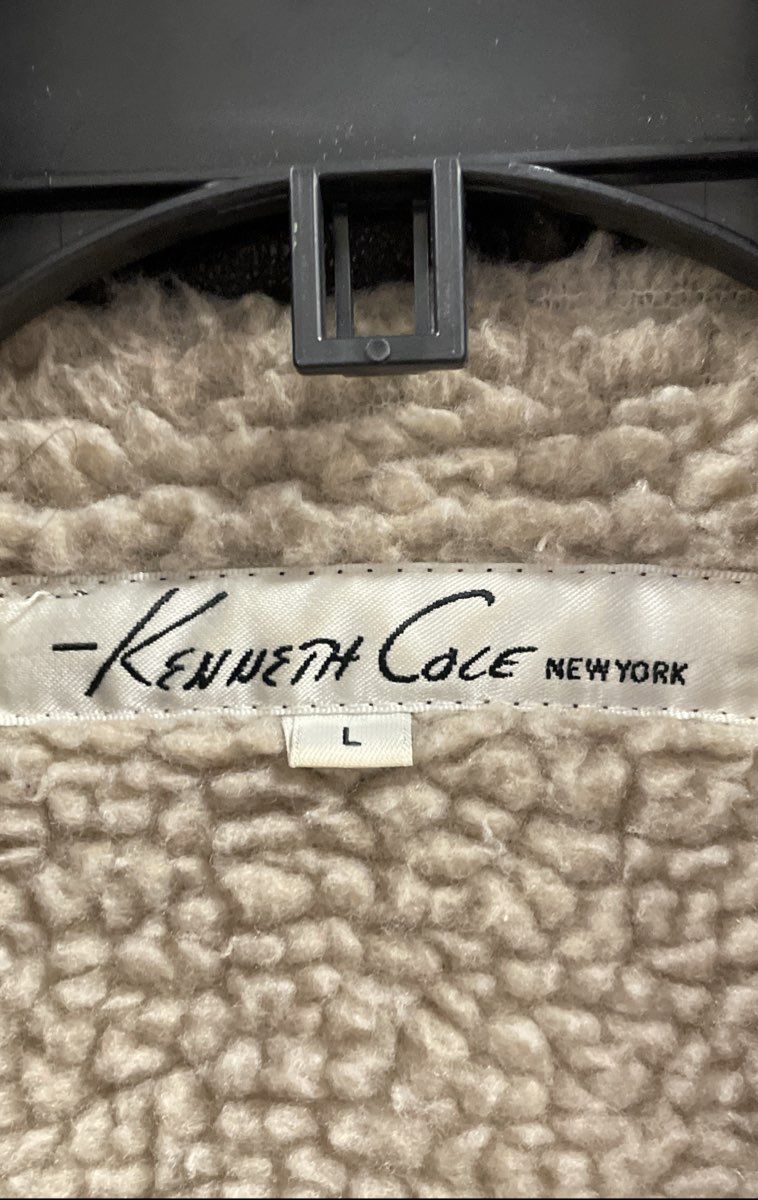 Kenneth Cole New York Women's Brown Faux Leather Sherpa Moto Biker Jacket Sz L